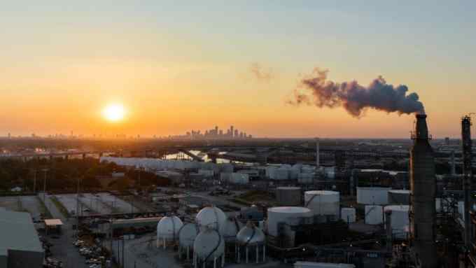 In an aerial view, the Valero Houston refinery is seen on August 28, 2023 in Houston, Texas