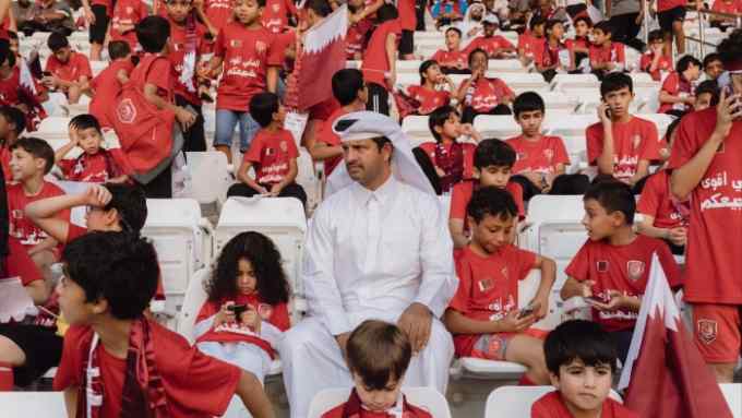 Qatar fans during national team training at Jassim bin Hamad Stadium in Al Sadd Club