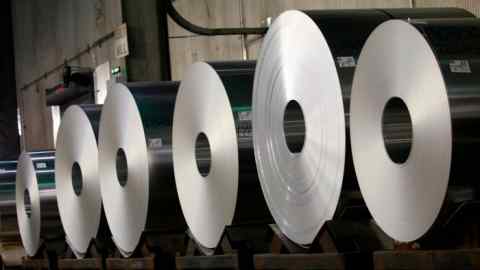 Aluminum coils at the Arconic manufacturing facility in Alcoa, Tennessee