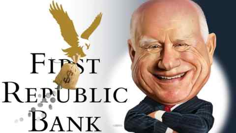 Illustration of Jim Herbert and the First Republic Bank logo