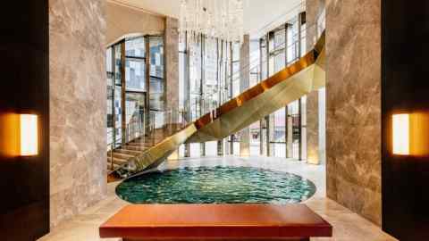 A water feature at the new Ritz-Carlton hotel in Melbourne
