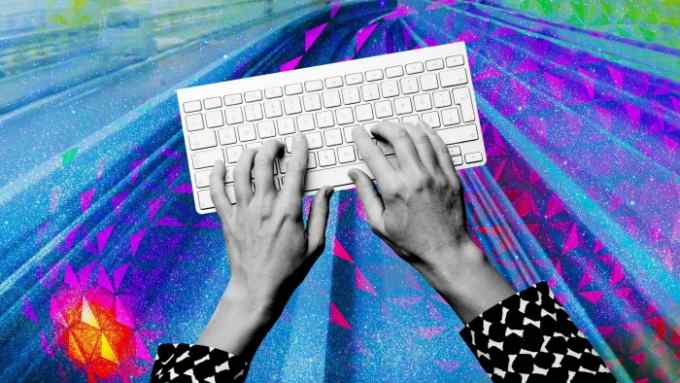 Montage image of a person’s hands typing at a keyboard