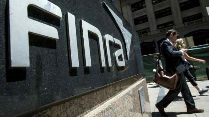 A sign for the Financial Industry Regulatory Authority (Finra) is seen outside offices in New York’s financial district