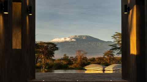 The swimming pool at Angama Amboseli, with Mount Kilimanjaro in the background