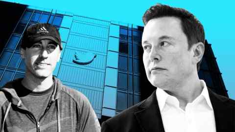 Montage of Steve Davis, Elon Musk and the Twitter headquarters in San Francisco