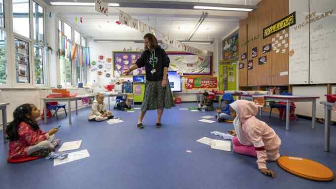 Pupils at Earlham Primary School in London are back in the classroom and following social distancing