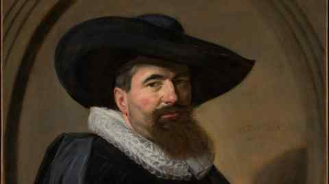 A 17th-century portrait of a middle-aged man with a bushy beard and wearing a wide-brimmed black hat and white ruff