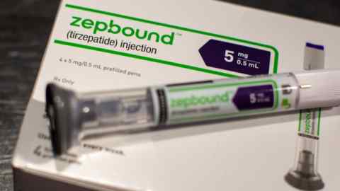 An Eli Lilly Zepbound injection pen