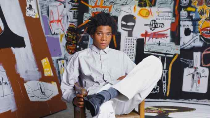 Jean-Michel Basquiat in his studio in Venice, California, in 1984