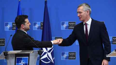 Ukrainian president Volodymyr Zelenskyy meets Nato secretary-general Jens Stoltenberg in 2021