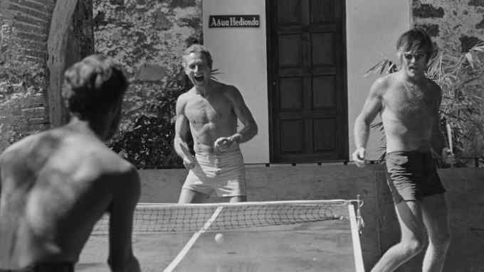 Paul Newman and Robert Redford play table tennis in 1968