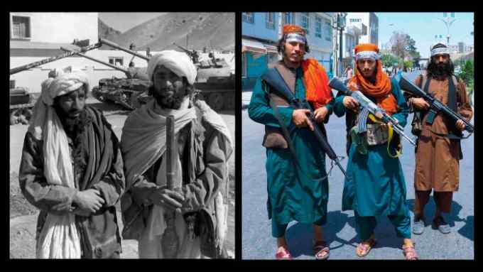 Photos of Taliban fighters in 1995 and last week