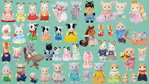 A selection of characters from the world of Sylvanian Families
