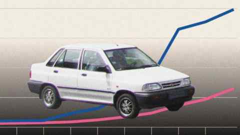A combination image of the Saipa Pride and a chart detail