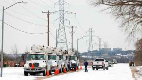 Pike Electric service trucks line up after a snow storm