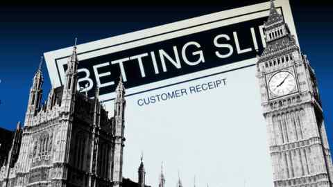 A montage of the Houses of Parliament and a betting slip