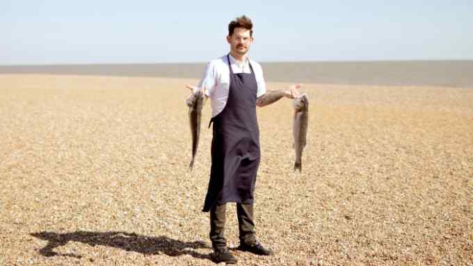 James Jay, head chef at The Suffolk, on the beach in Aldeburgh