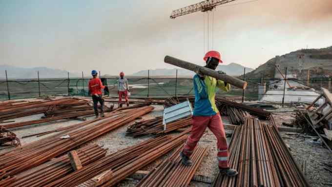 Work at the Grand Ethiopian Renaissance Dam, which will be the largest hydropower plant in Africa