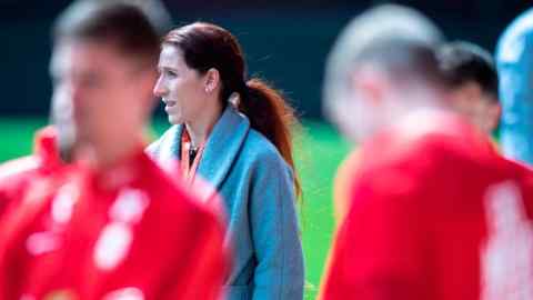 Lise Klaveness, president of Norway’s football federation, during training before Spain v Norway UEFA Qualifiers, Euro 2020 at Estadio Mestalla in 2019 in Valencia, Spain