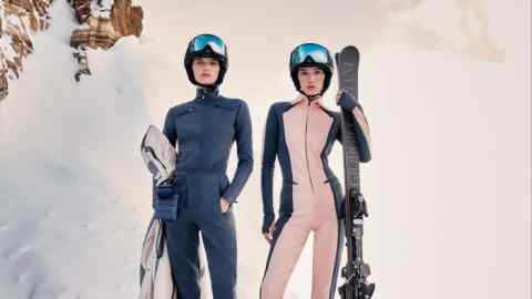 Female models wearing luxury skiwear