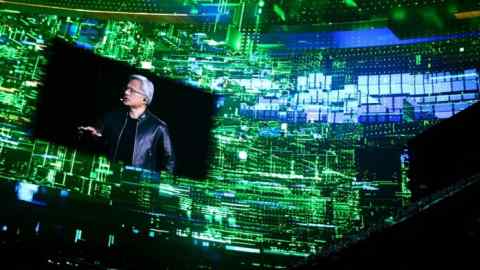 Jensen Huang, co-founder and chief executive of Nvidia, speaking in Las Vegas this week as his company became the world’s largest by market value