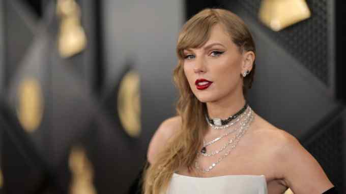 US singer-songwriter Taylor Swift arrives for the 66th Annual Grammy Awards at the Crypto.com Arena in Los Angeles