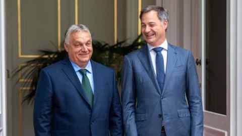 Belgian Prime Minister Alexander De Croo welcomes Prime Minister of Hungary Viktor Orban