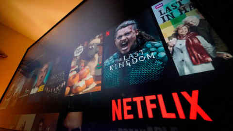 The Netflix menu is shown on a screen