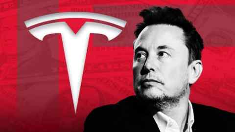 Montage of Elon Musk and Tesla logo