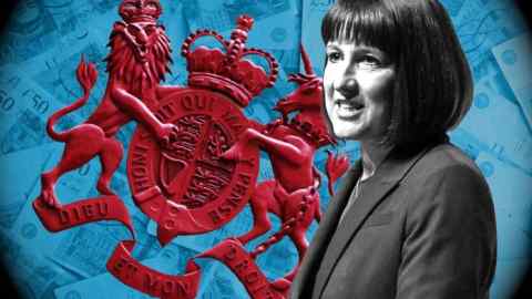 Montage of shadow chancellor Rachel Reeves against a Treasury logo