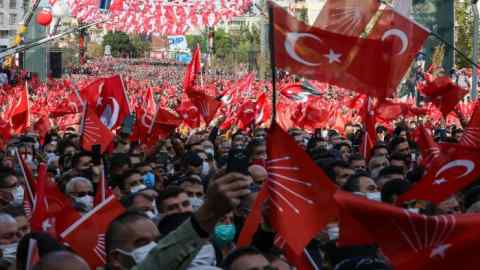 A rally by the opposition Republican People’s party (CHP) Mersin in December 2021