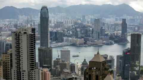 An aerial view of Hong Kong
