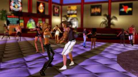 Avatars on a virtual dancefloor in Second Life