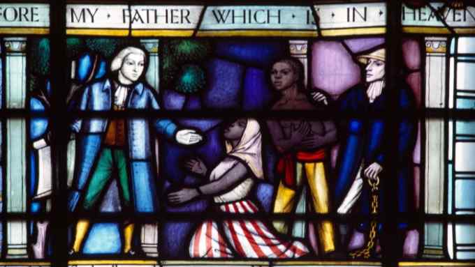 A church window showing anti-slavery campaigner William Wilberforce