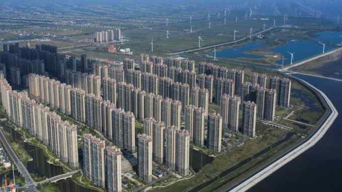 Apartment buildings at Evergrande’s Life in Venice real estate and tourism development in Qidong, Jiangsu province