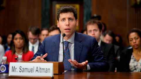 OpenAI CEO Sam Altman speaks during US senate hearing