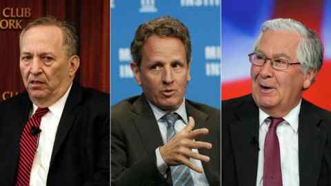 From left: Larry Summers, Timothy Geithner and Mervyn King