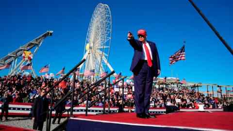 Donald Trump at the campaign rally in Wildwood, New Jersey, this month
