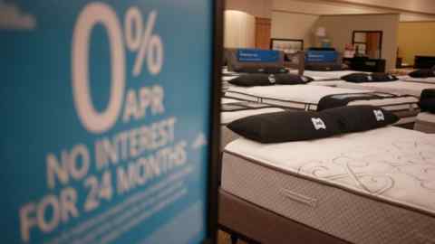 sign advertising zero per cent financing for mattressses
