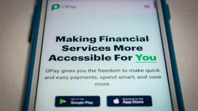 Website of African fintech company OPay on iPhone