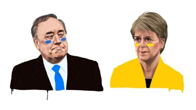 Caricatures of Alex Salmond and Nicola Sturgeon