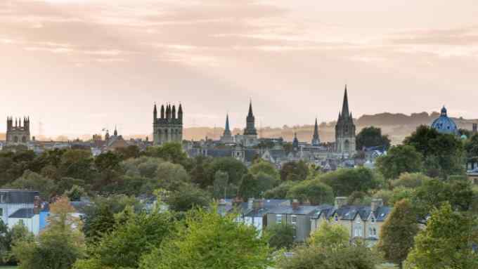 The dreaming spires of Oxford seen on an evening in early summer